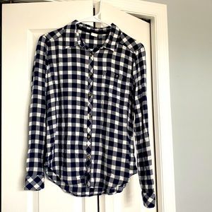 Crinkled Navy and white Plaid Roxy Shirt